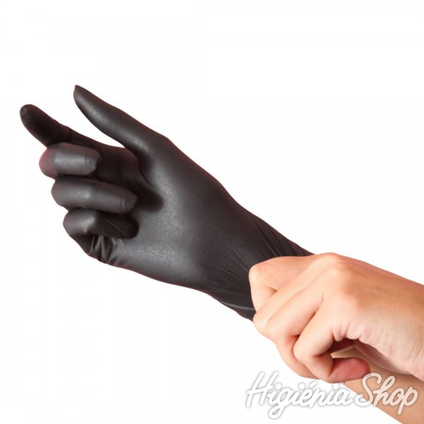 Púdermentes kesztyű nitril XL-es méret fekete (100 db)