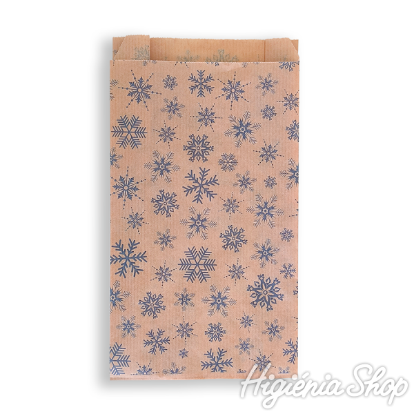 BontaBag 1 kg-os barna papírtasak kék hópehely design mintával - 100 db