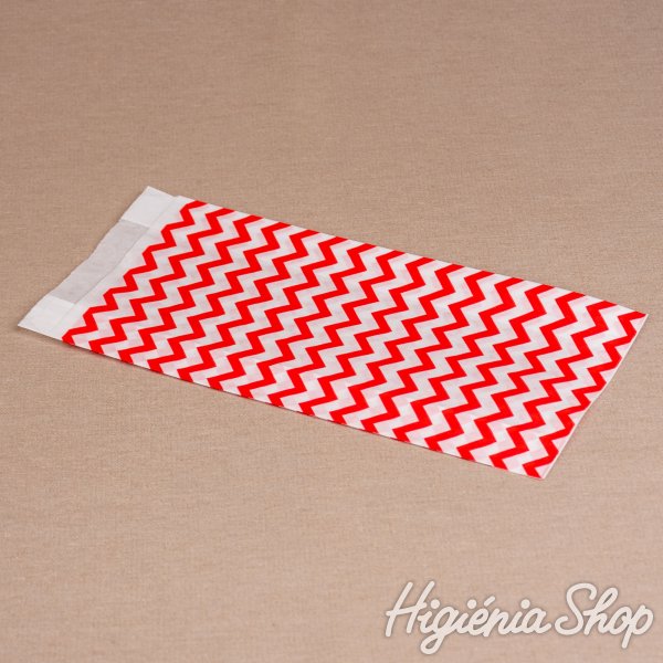 BontaBag 1 kg-os papírtasak piros cikk-cakk design mintával - 200 db